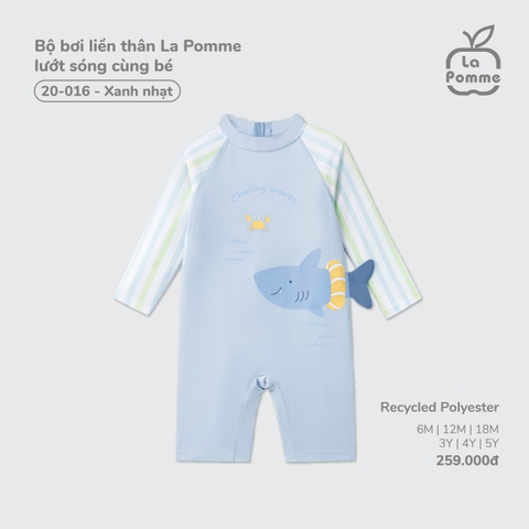 (6M-4Y) LP - Bộ bơi liền thân La Pomme lướt sóng cùng bé - Xanh nhạt