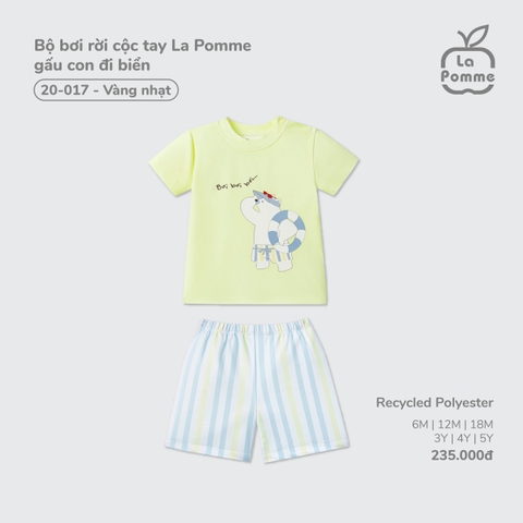 (6M-4Y) LP - Bộ bơi rời cộc tay La Pomme gấu con đi biển - Vàng nhạt