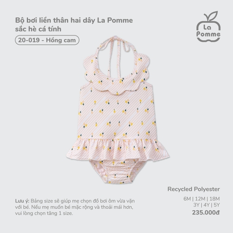 (6M-4Y) LP - Bộ bơi liền thân hai dây La Pomme sắc hè cá tính - Hồng cam