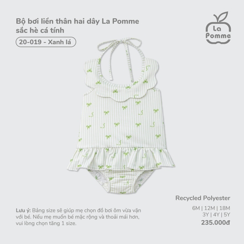 (6M-4Y) LP - Bộ bơi liền thân hai dây La Pomme sắc hè cá tính - Xanh lá