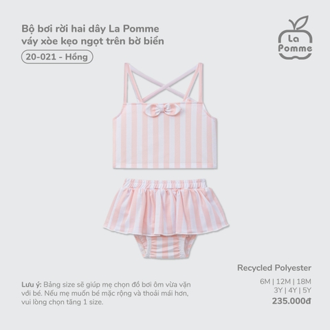 (6M-4Y) LP - Bộ bơi rời hai dây La Pomme váy xòe kẹo ngọt trên bờ biển - Hồng