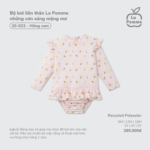 (6M-4Y) LP - Bộ bơi liền thân La Pomme những cơn sóng mộng mơ - Hồng cam