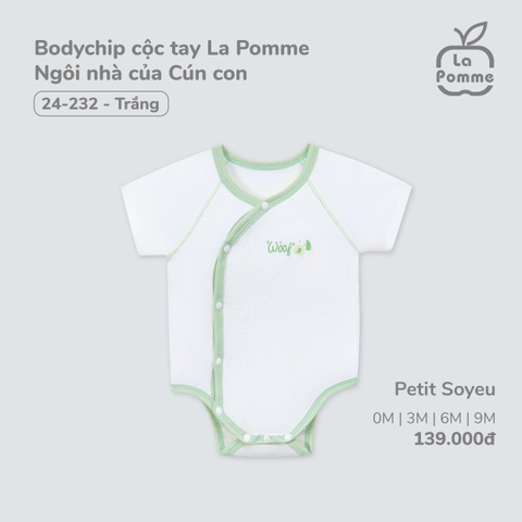 (0M-9M) LP - Body chip cộc tay La Pomme Ngôi nhà của Cún con - Trắng