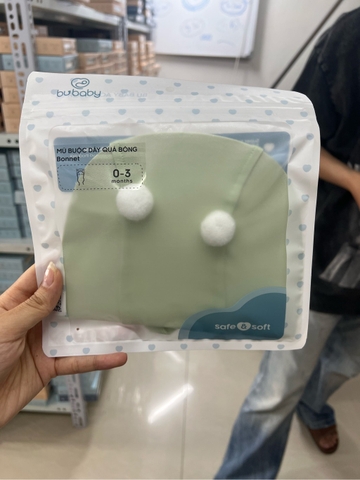 (0M-6M) BU - Mũ Buộc dây Quả bông Bonnet Muda - ABC1943QB