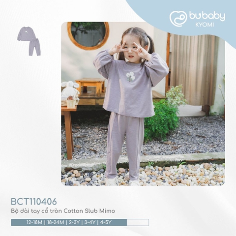 (12M-4Y) BU8 - Bộ dài tay cổ tròn Cotton Slub Mimo BCT110406 - Tím Taro
