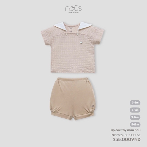 (3M-12M) NOUS - Bộ cộc tay màu nâu 9M - 9-12M