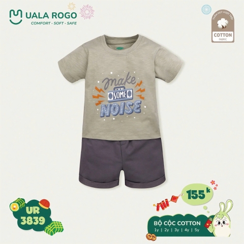 (1Y-5Y) UR - Bộ Cộc Tay Cotton Cho Bé UR 3839 - Be Ghi