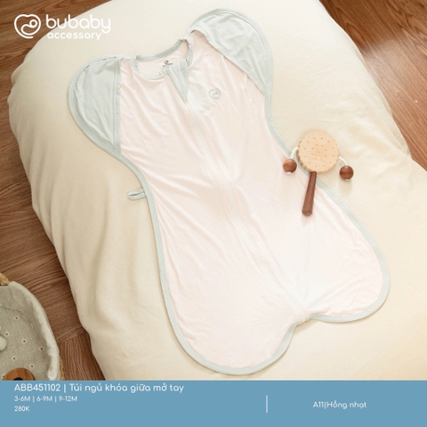 (3M-9M) BU - Túi ngủ khóa giữa mở tay - Hồng nhạt
