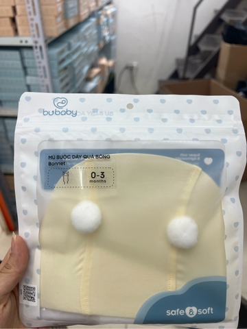 (0M-6M) BU - Mũ Buộc dây Quả bông Bonnet Muda - ABC1943QB