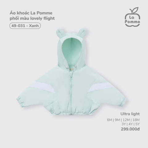 (6M-4Y) LP - Áo khoác La Pomme phối màu lovely flight - Xanh