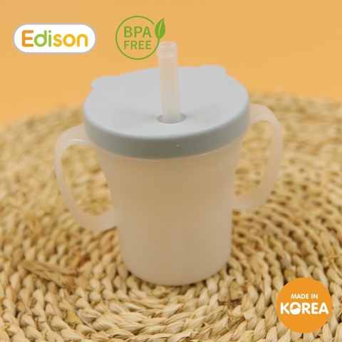 VV - Cốc tập uống 3 giai đoạn Edison Hàn Quốc có ống hút chống rò rỉ và tay cầm cho bé từ 6 tháng - màu xanh dương, mã 3550