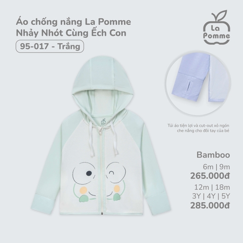 (6M-4Y) LP - Áo chống nắng La Pomme Nhảy Nhót Cùng Ếch Con - Trắng
