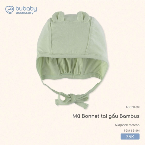 (1M-3M) BU - Mũ Bonnet tai gấu Bambus ABB194301 - Xanh matcha