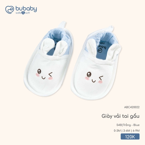 (0M-6M) BU - Giày vải tai gấu - Trắng + Blue