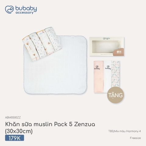 (FS) BU - Khăn sữa muslin Pack 5 Zenzua (30x30cm) - Mix màu Harmony 4