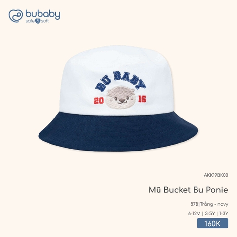 (6M-3Y) BU - Mũ Bucket Bu Ponie - Trắng + navy