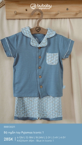 (6M-4Y) BU - Bộ ngắn tay Pyjamas Iconic 1 - Xanh đậm