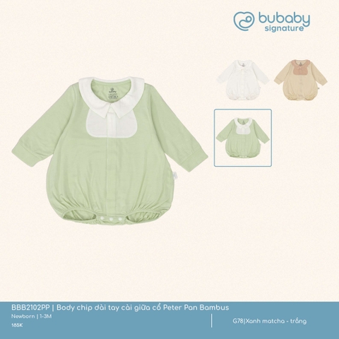 (NB-1M) BU - Body chip dài tay cài giữa cổ Peter Pan Bambus BBB2102PP - Xanh matcha