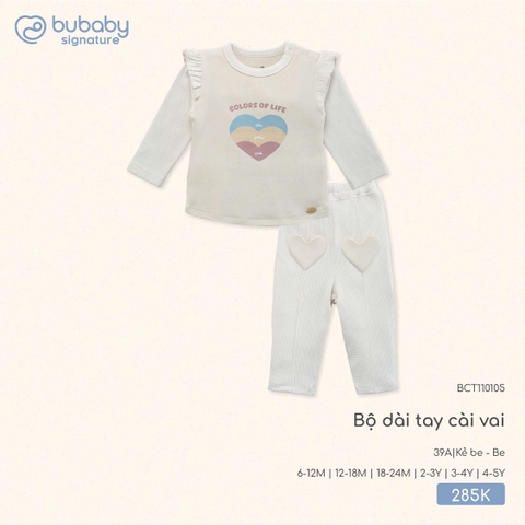 (6M-4Y) BU - Bộ dài tay cài vai BCT110105 - Kẻ be