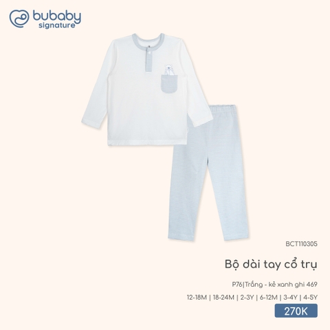 (6M-4Y) BU - Bộ dài tay cổ trụ BCT110305 - Trắng