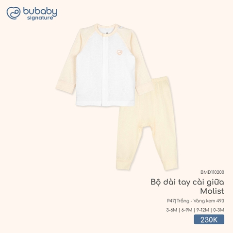 (0M-9M) BU - Bộ dài tay cài giữa Molist - BMD110200