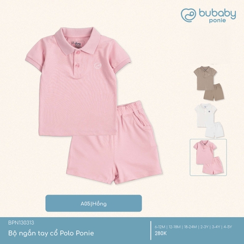 (6M-4Y) BU - Bộ ngắn tay cổ Polo Ponie BPN130313 - Hồng
