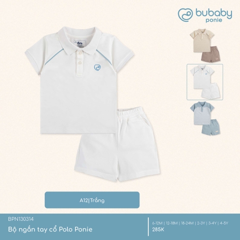 (6M-4Y) BU - Bộ ngắn tay cổ Polo Ponie BPN130314 - Trắng
