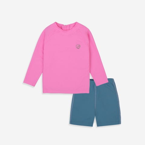 (6M-18M) BU - Bộ bơi Áo dài tay, quần đùi khóa sau Aqua BSM171301 - Hồng