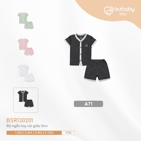 (1M-9M) BU - Bộ ngắn tay cài giữa Siro BSR130201 - Ghi đậm