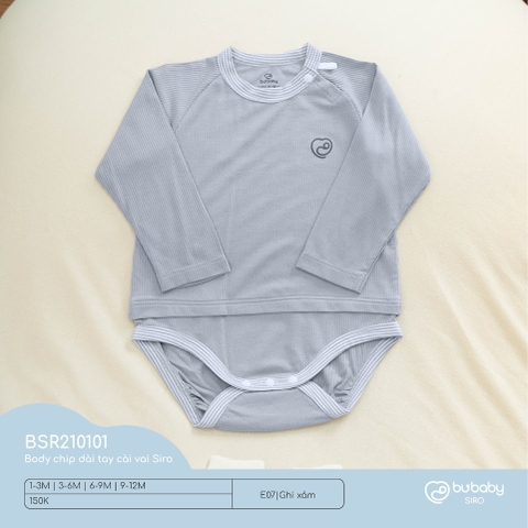 (1M-9M) BU - Body chip dài tay cài vai Siro BSR210101 - Ghi xám