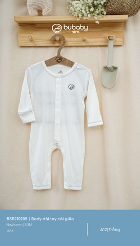 (NB-1M) BU - Body dài tay cài giữa - Trắng
