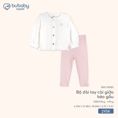 (6M-3Y) BU - Bộ dài tay cài giữa bèo gấu BWL1102BG - Trắng
