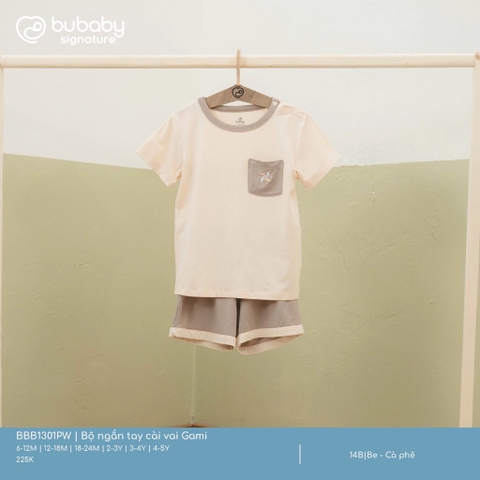 (6M-4Y) BU - Bộ ngắn tay cài vai Gami - Be
