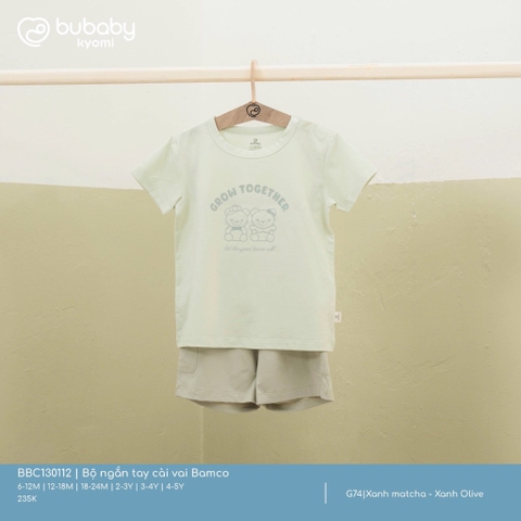 (6M-4Y) BU S30 - Bộ ngắn tay cài vai Bamco - Xanh matcha