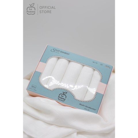 (FS) LP - K001 Set 5 Khăn sữa sợi tre lụa (30x30) - Trắng Pastel