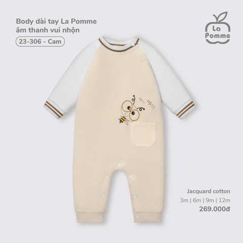 (3M-12M) LP - Body dài tay La Pomme âm thanh vui nhộn - Cam