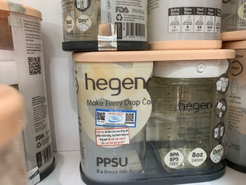 HEGEN - Bình trữ sữa Hegen PPSU 240 ml nắp màu trắng (Sét 2 bình) -