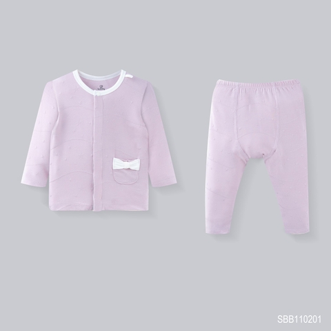 (0M-9M) BU - Bộ dài tay cài thẳng túi nơ Little Star - SBB110201