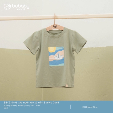(6M-4Y) BU - Áo ngắn tay cổ tròn Bamco Gami BBC330406 - Xanh Olive