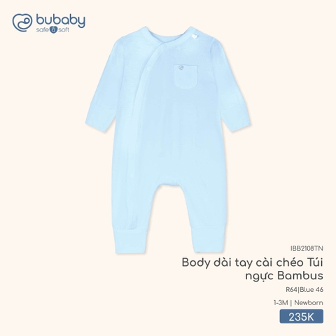 (NB-1M) BU - Body dài tay cài chéo Túi ngực Bambus - IBB2108TN