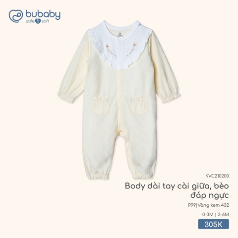 (0M-3M) BU - Body dài tay cài giữa, bèo đáp ngực - KVC210200