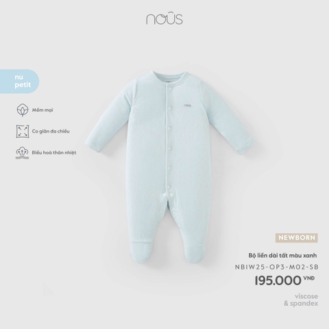 (Newborn) NOUS - Bộ liền dài tất màu xanh - Newborn