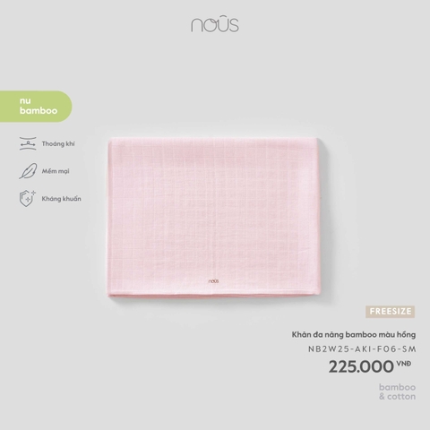 NOUS - Khăn đa năng bamboo màu hồng - FS