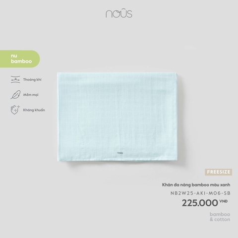 NOUS - Khăn đa năng bamboo màu xanh - FS