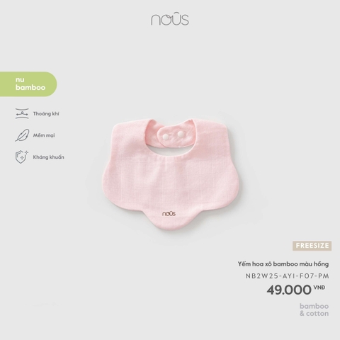 NOUS S30 - Yếm hoa xô bamboo màu hồng - FS