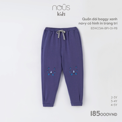 (2Y-4Y) NOUS - Quần dài baggy xanh navy có hình in trang trí - 3-4Y