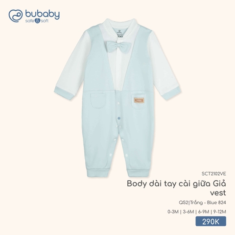 (0M-6M) BU - Body dài tay cài giữa Giả vest - SCT2102VE
