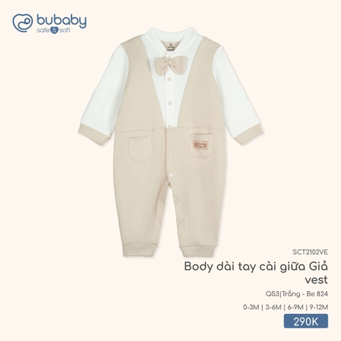 (0M-3M) BU - Body dài tay cài giữa Giả vest SCT2102VE SCT2102VE - Trắng