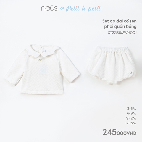 (3M-12M) NOUS - Set áo dài cổ sen phối quần bồng - 12-18M