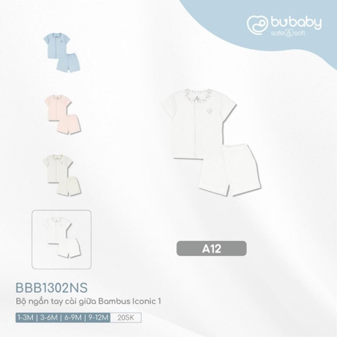 (1M-9M) BU - Bộ ngắn tay cài giữa Bambus Iconic 1 BBB1302NS - Trắng A12